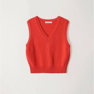 Zara Red Knit V-Neck Vest